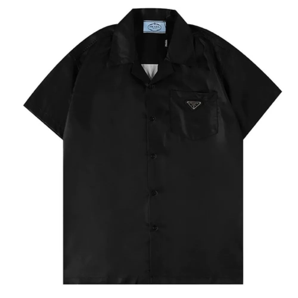Black Short-Sleeve Button Shirt